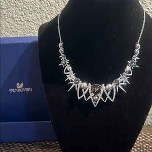Swarovski Starburst Silver Necklace with Crystal and Pearl Accents